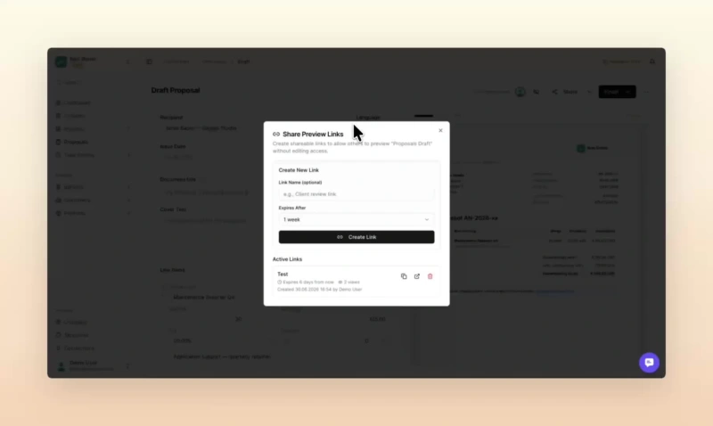 Share a proposal / preview