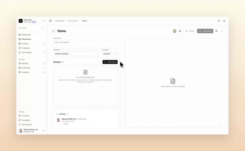 Create your own document in Nori